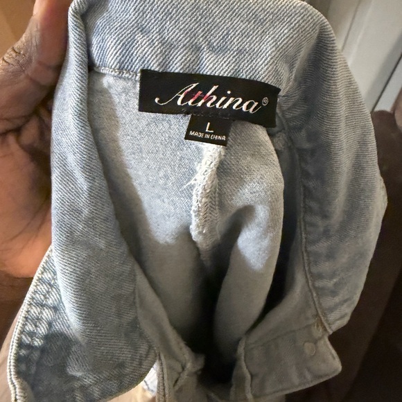 Chic Denim and Tan Long Sleeve Dress - Picture 8 of 8